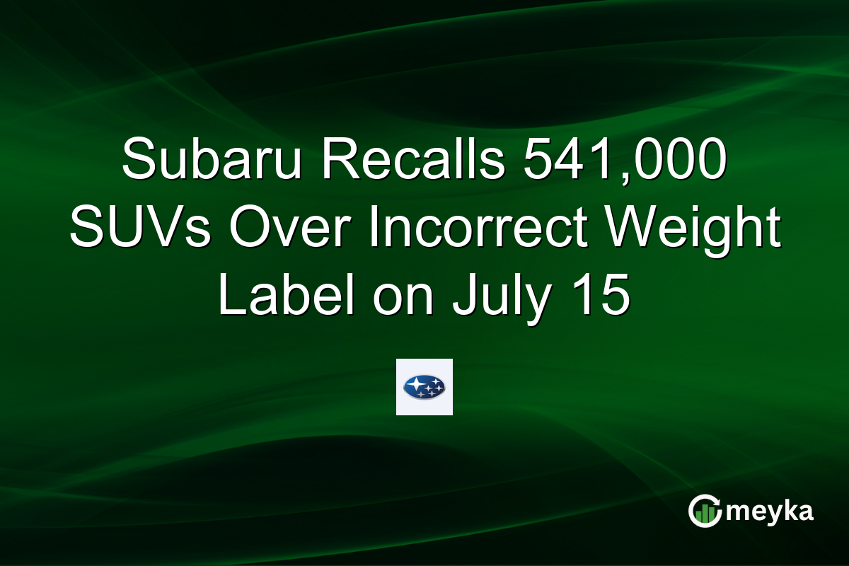 Subaru Recalls 541,000 SUVs Over Incorrect Weight Label on July 15