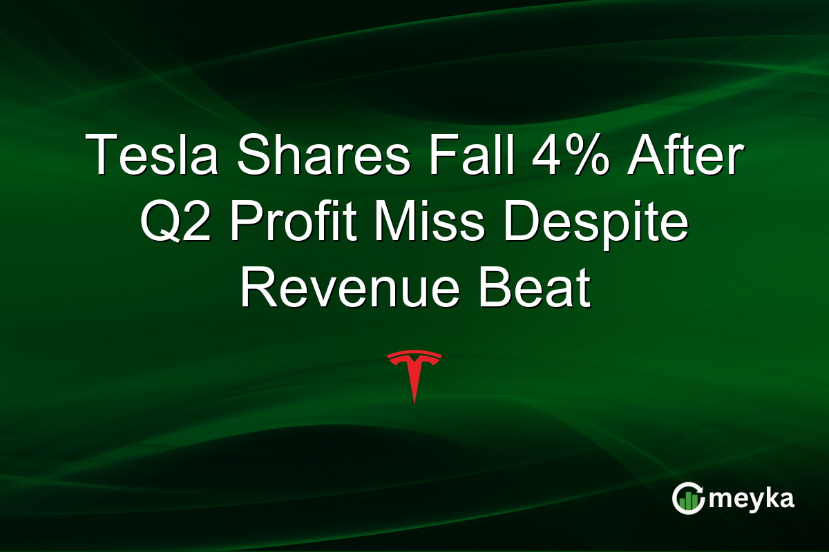 Tesla Shares Fall 4% After Q2 Profit Miss Despite Revenue Beat