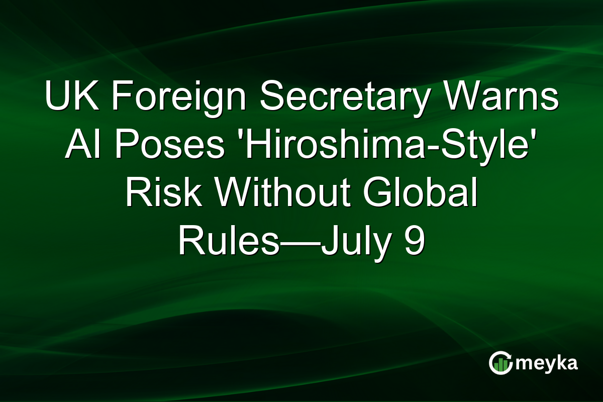 UK Foreign Secretary Warns AI Poses ‘Hiroshima-Style’ Risk Without Global Rules—July 9