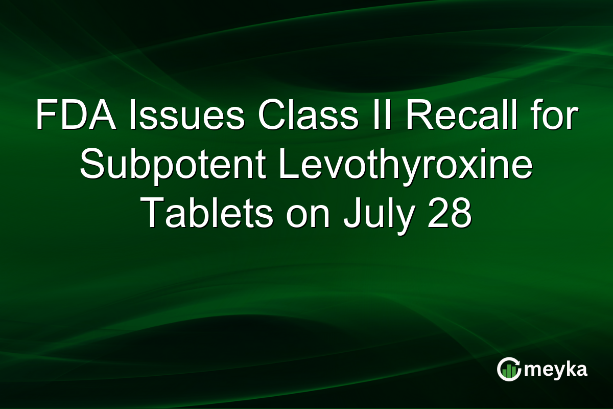 FDA Issues Class II Recall for Subpotent Levothyroxine Tablets on July 28