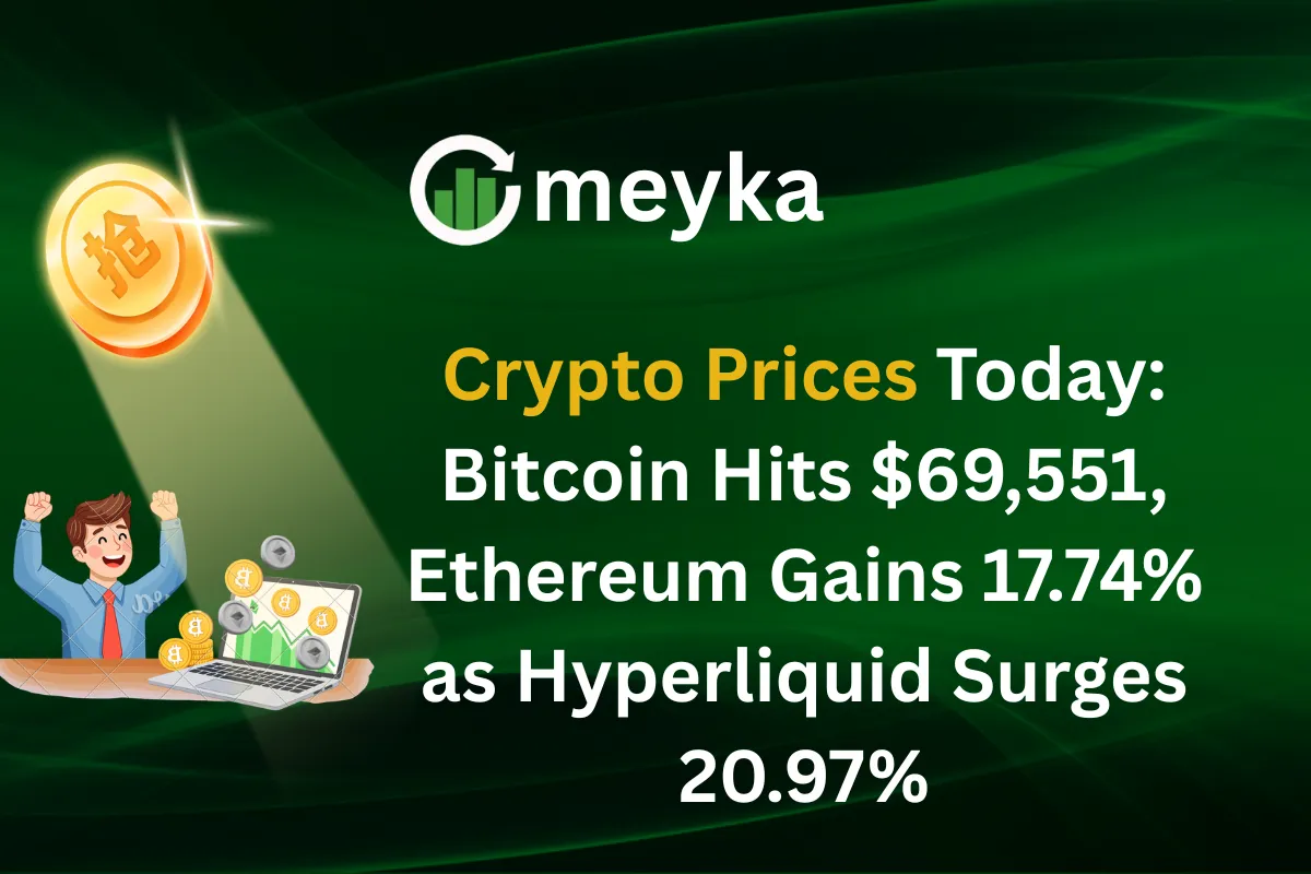 Crypto Prices Today: Bitcoin Hits $69,551, Ethereum Gains 17.74% as Hyperliquid Surges 20.97%