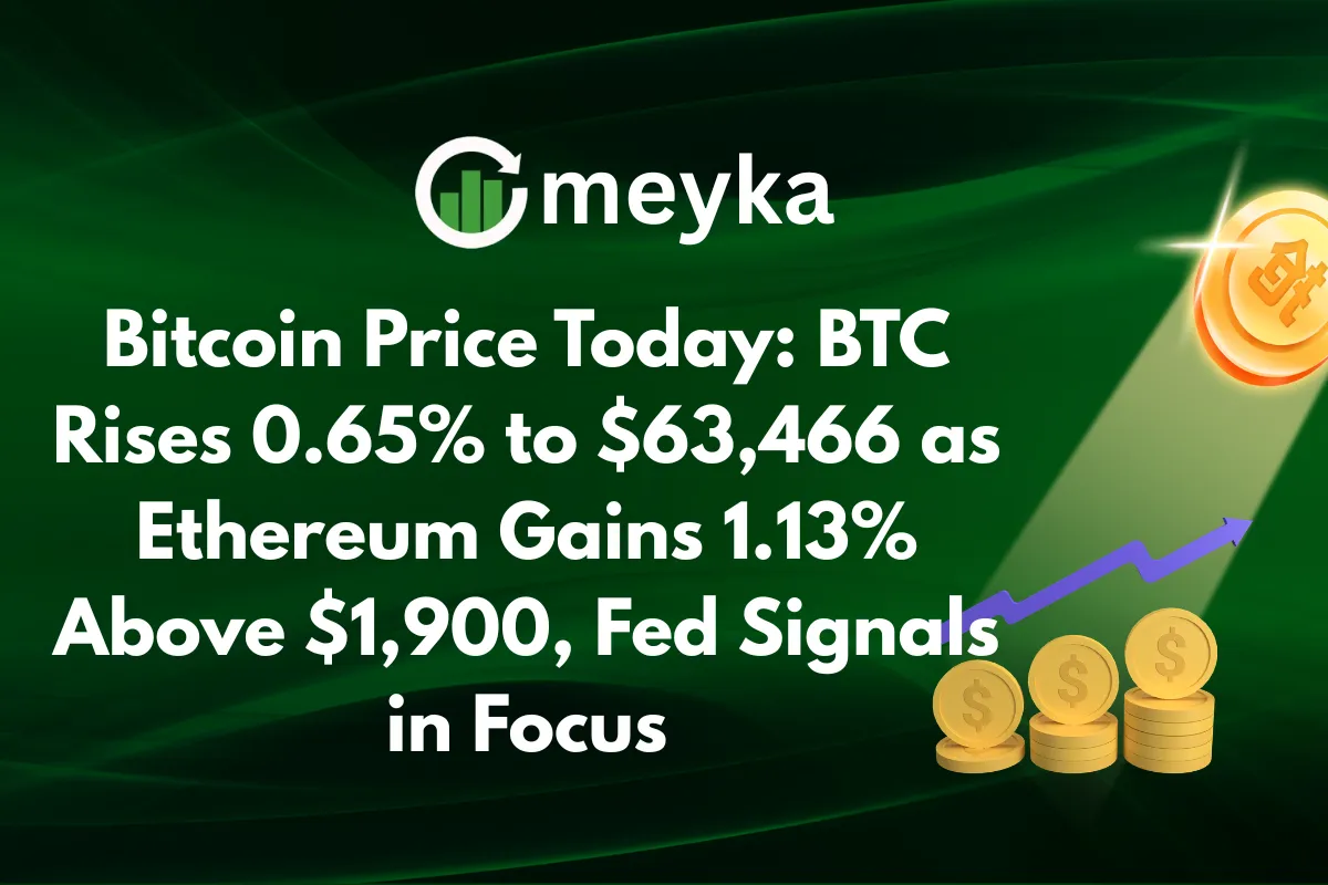 Bitcoin Price Today: BTC Rises 0.65% to $63,466 as Ethereum Gains 1.13% Above $1,900, Fed Signals in Focus
