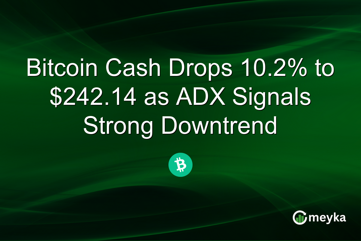 Bitcoin Cash Drops 10.2% to $242.14 as ADX Signals Strong Downtrend