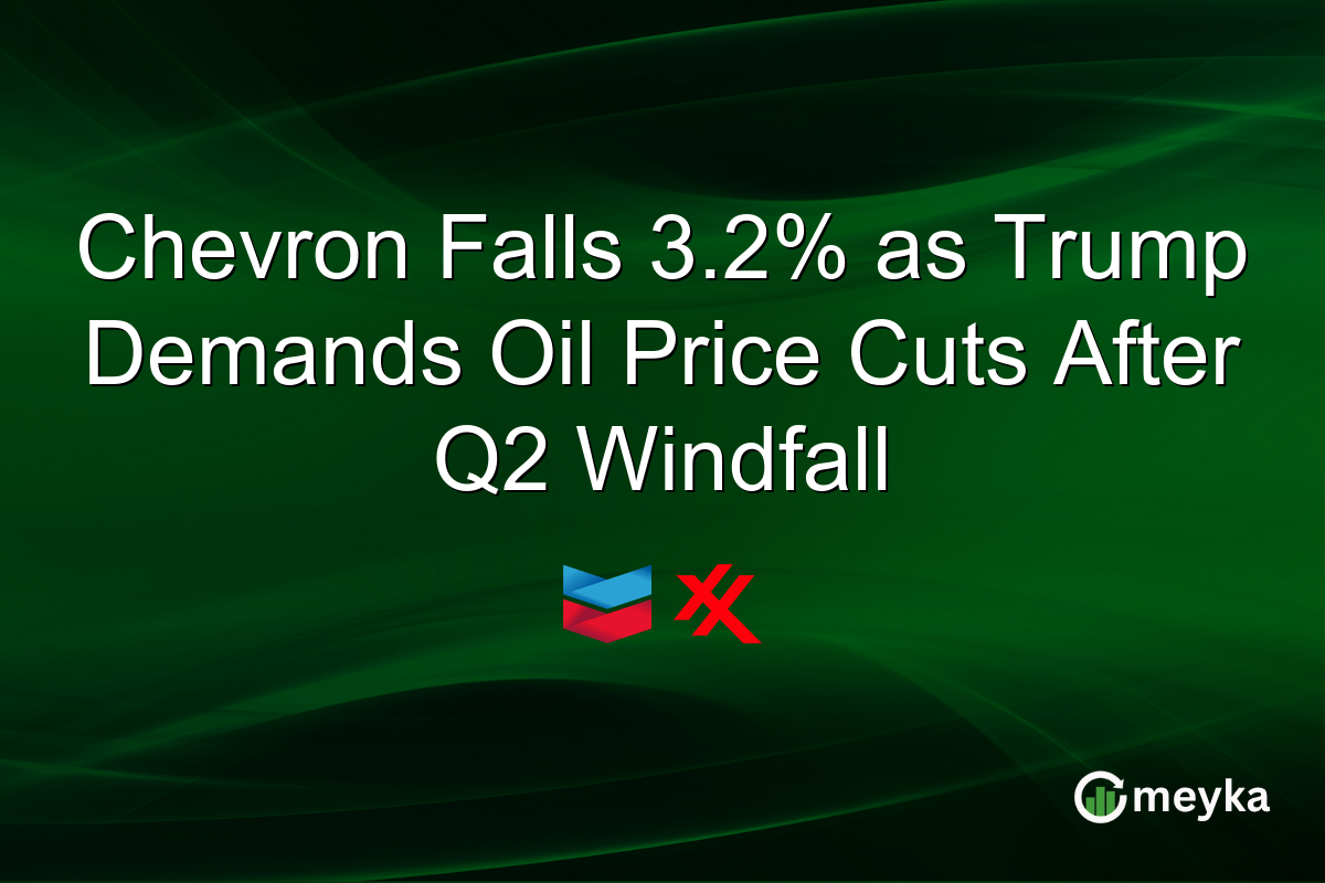 Chevron Falls 3.2% as Trump Demands Oil Price Cuts After Q2 Windfall