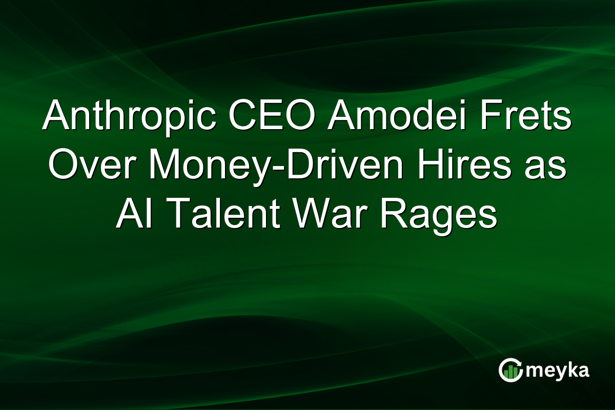 Anthropic CEO Amodei Frets Over Money-Driven Hires as AI Talent War Rages