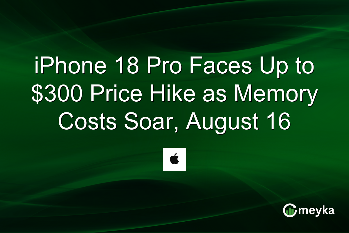 iPhone 18 Pro Faces Up to $300 Price Hike as Memory Costs Soar, August 16