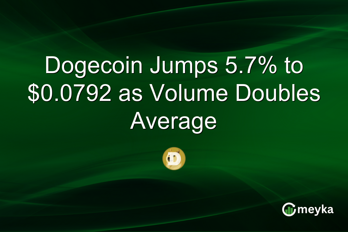 Dogecoin Jumps 5.7% to $0.0792 as Volume Doubles Average