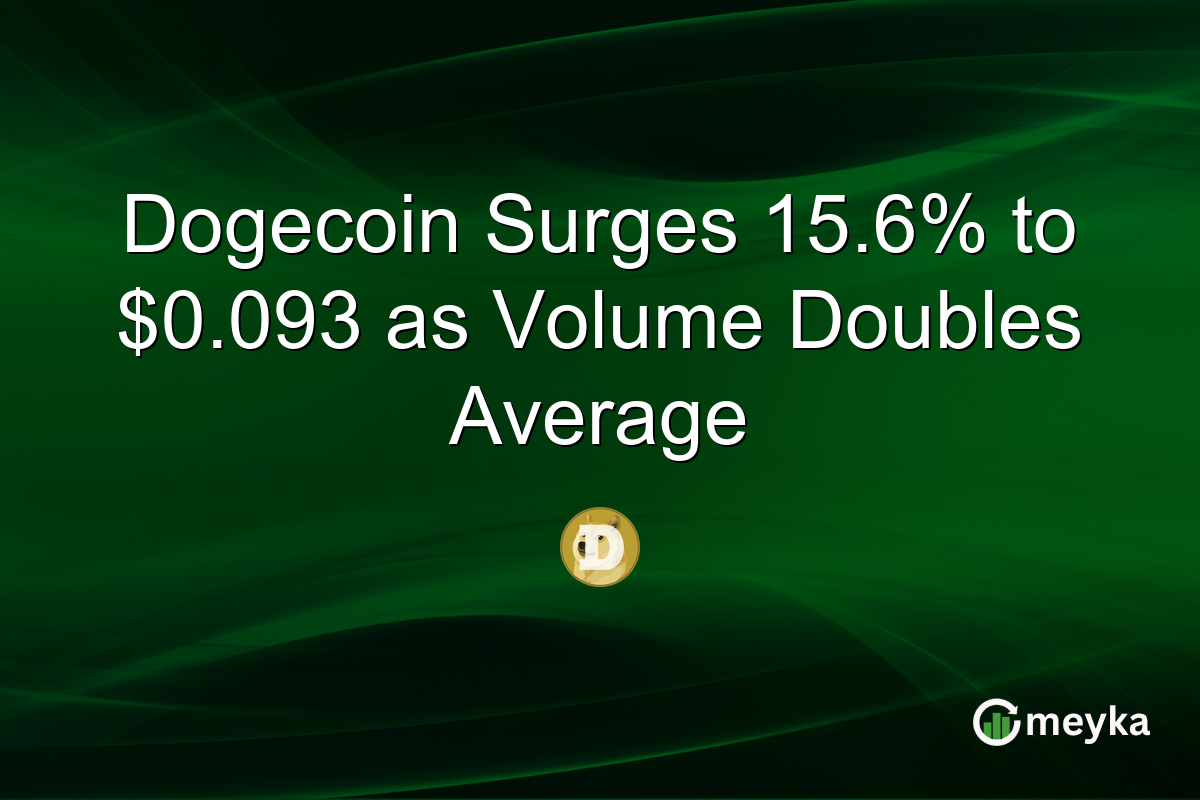 Dogecoin Surges 15.6% to $0.093 as Volume Doubles Average