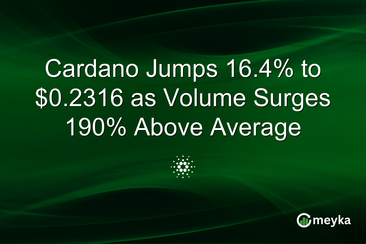 Cardano Jumps 16.4% to $0.2316 as Volume Surges 190% Above Average