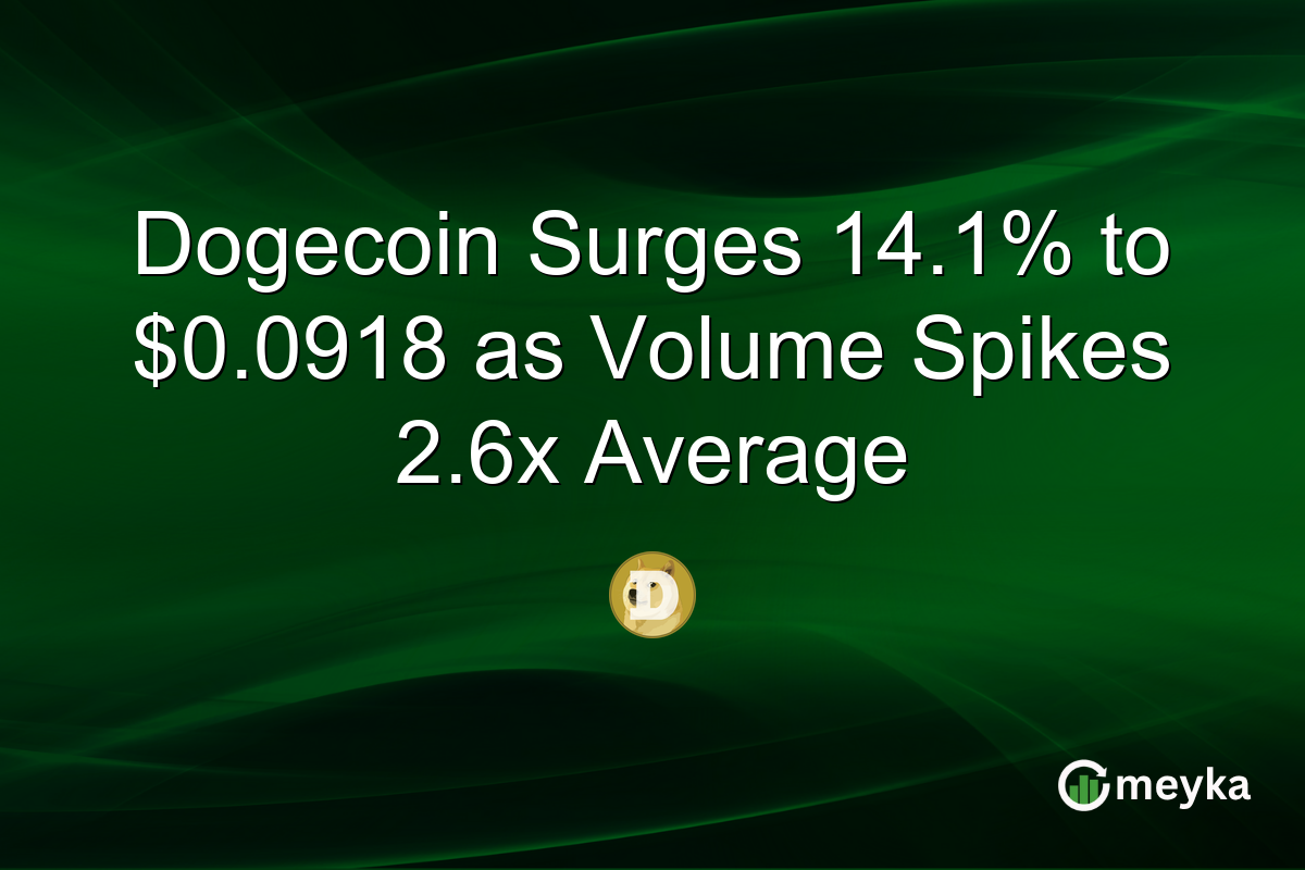 Dogecoin Surges 14.1% to $0.0918 as Volume Spikes 2.6x Average