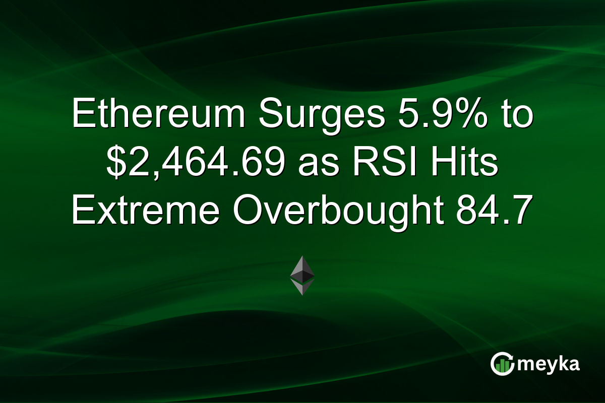 Ethereum Surges 5.9% to $2,464.69 as RSI Hits Extreme Overbought 84.7