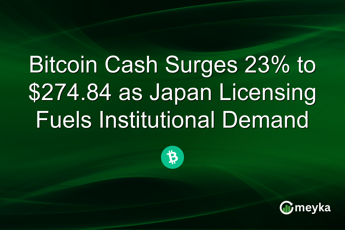 Bitcoin Cash Surges 23% to $274.84 as Japan Licensing Fuels Institutional Demand