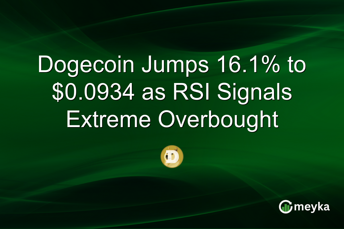 Dogecoin Jumps 16.1% to $0.0934 as RSI Signals Extreme Overbought