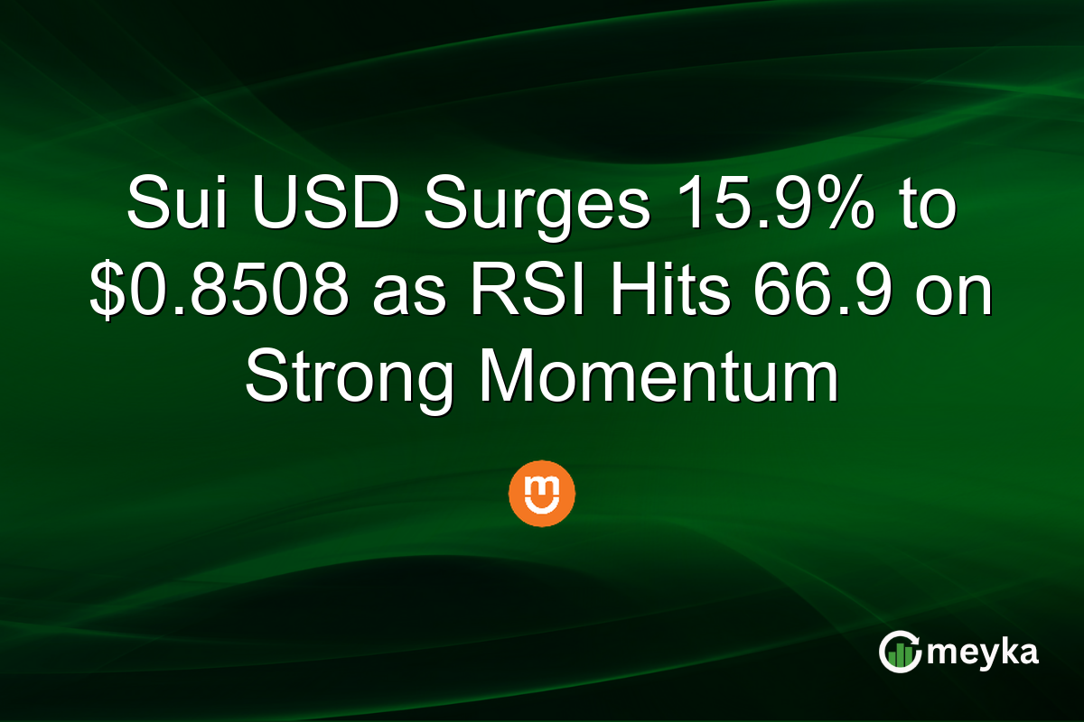 Sui USD Surges 15.9% to $0.8508 as RSI Hits 66.9 on Strong Momentum