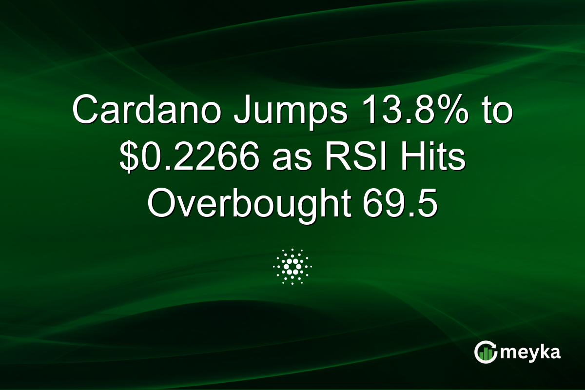 Cardano Jumps 13.8% to $0.2266 as RSI Hits Overbought 69.5