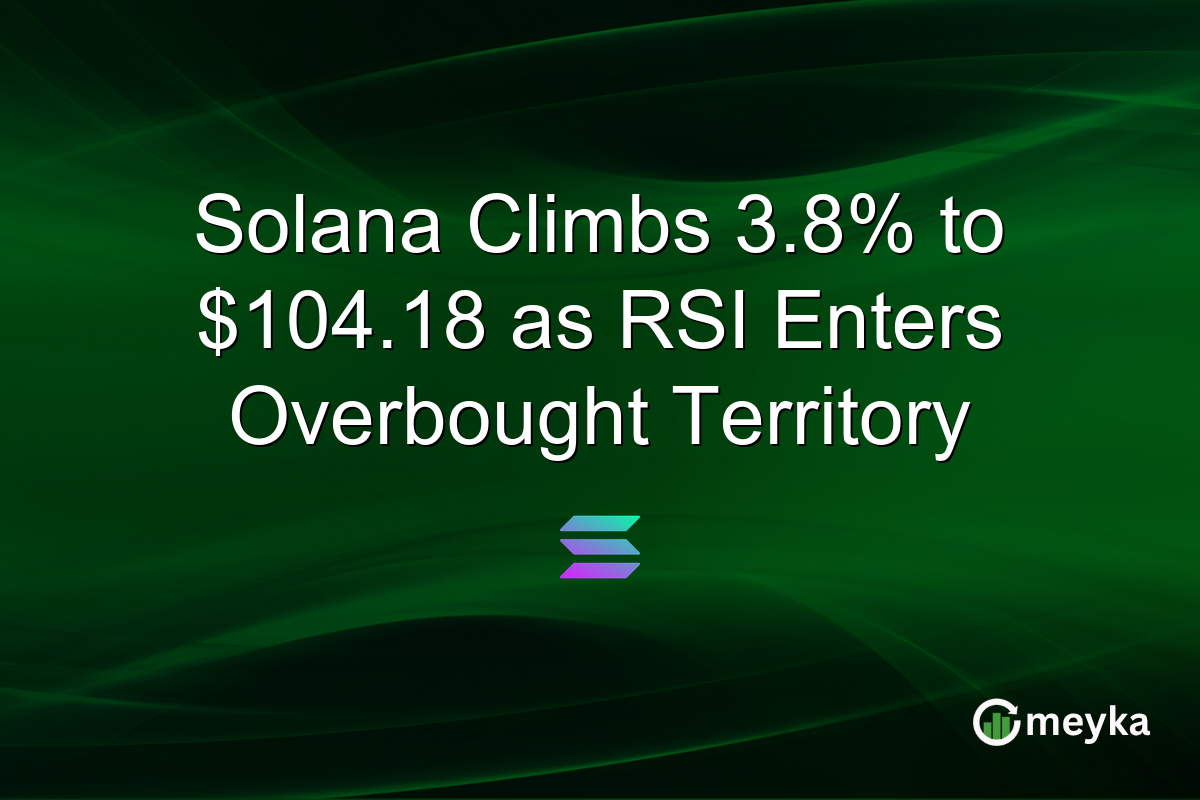 Solana Climbs 3.8% to $104.18 as RSI Enters Overbought Territory