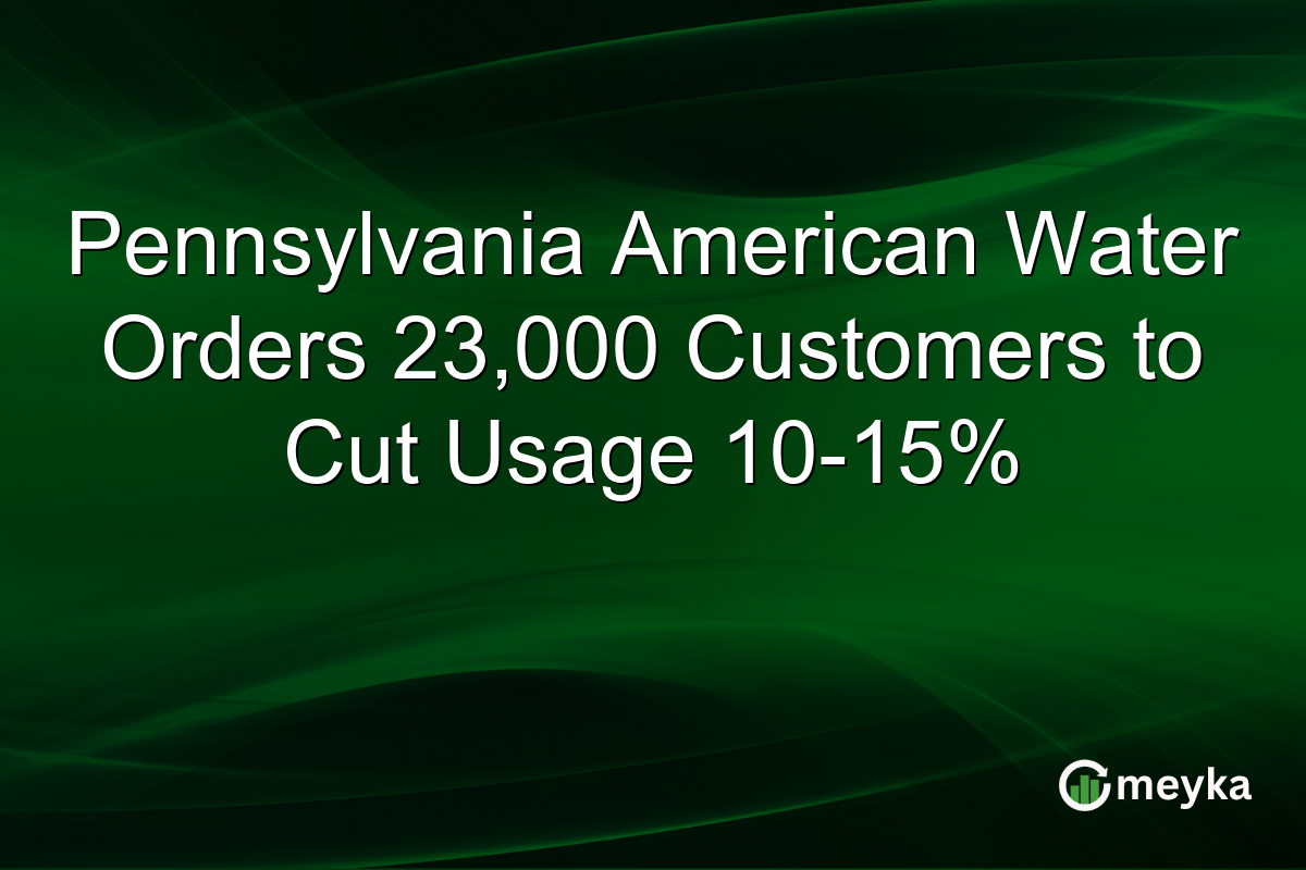 Pennsylvania American Water Orders 23,000 Customers to Cut Usage 10-15%