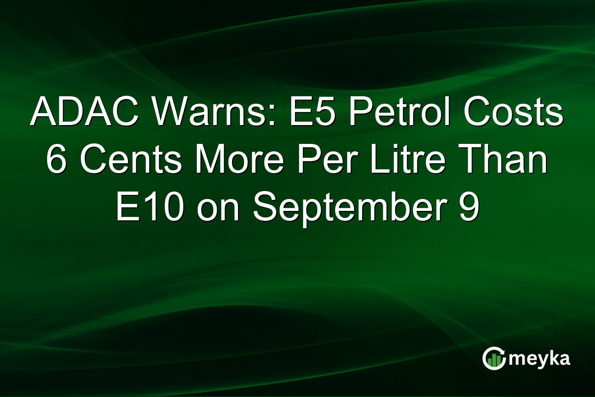 ADAC Warns: E5 Petrol Costs 6 Cents More Per Litre Than E10 on September 9
