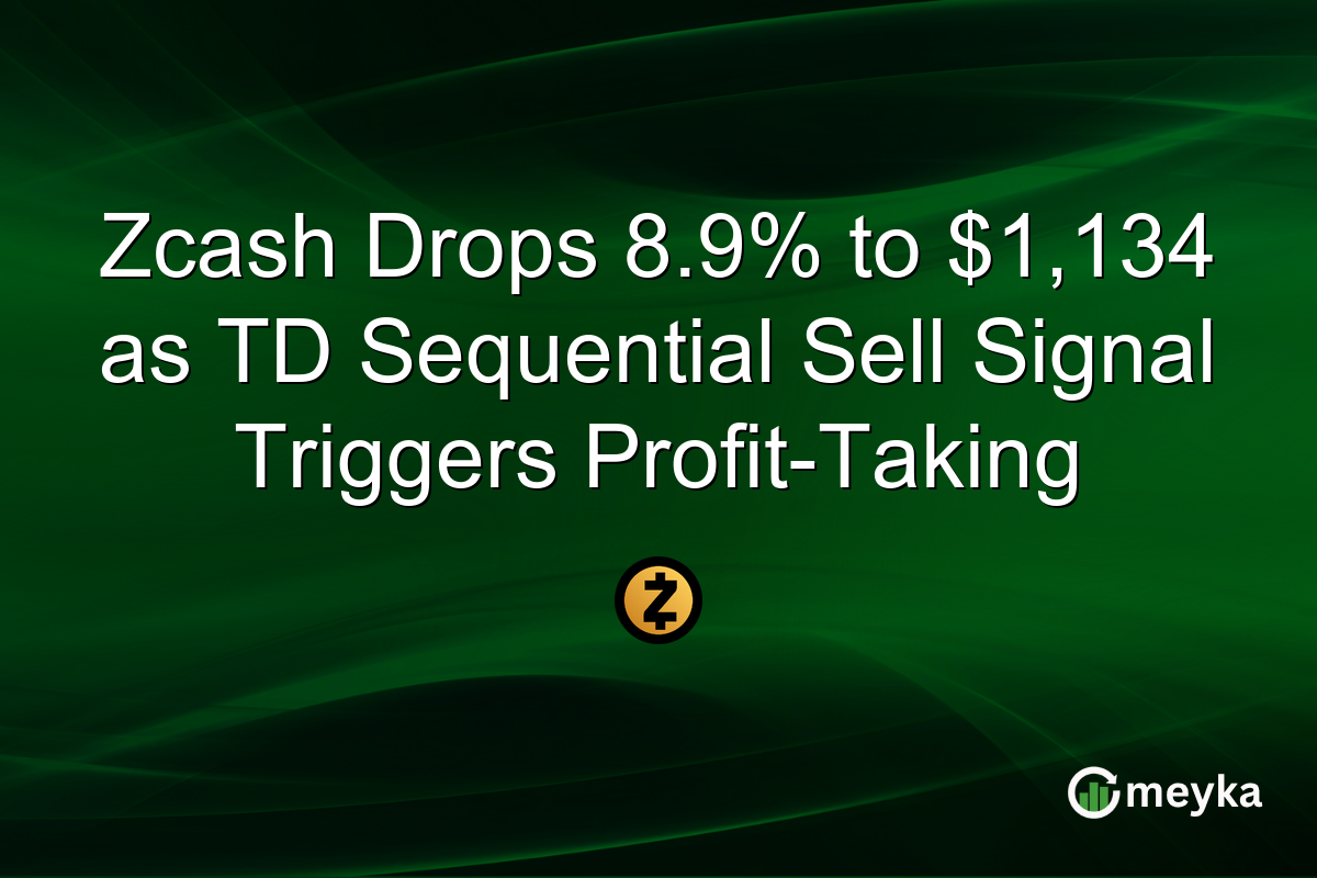 Zcash Drops 8.9% to $1,134 as TD Sequential Sell Signal Triggers Profit-Taking