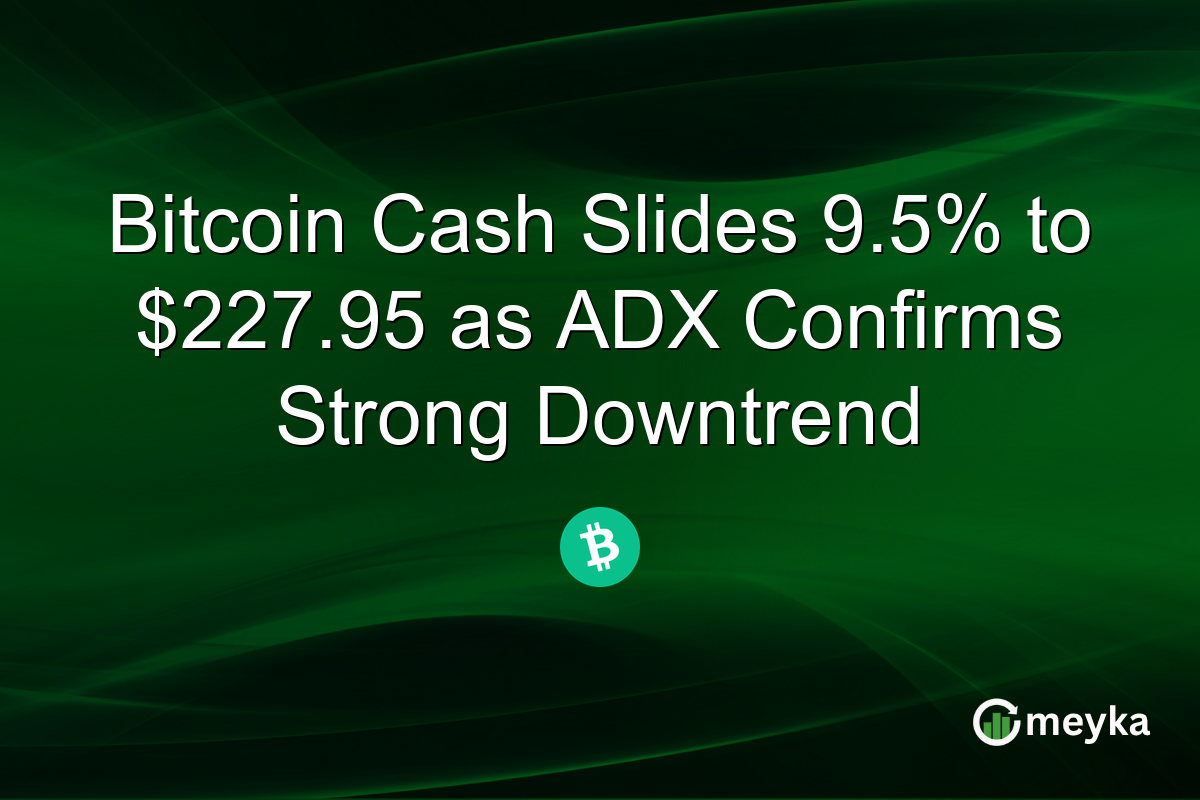 Bitcoin Cash Slides 9.5% to $227.95 as ADX Confirms Strong Downtrend
