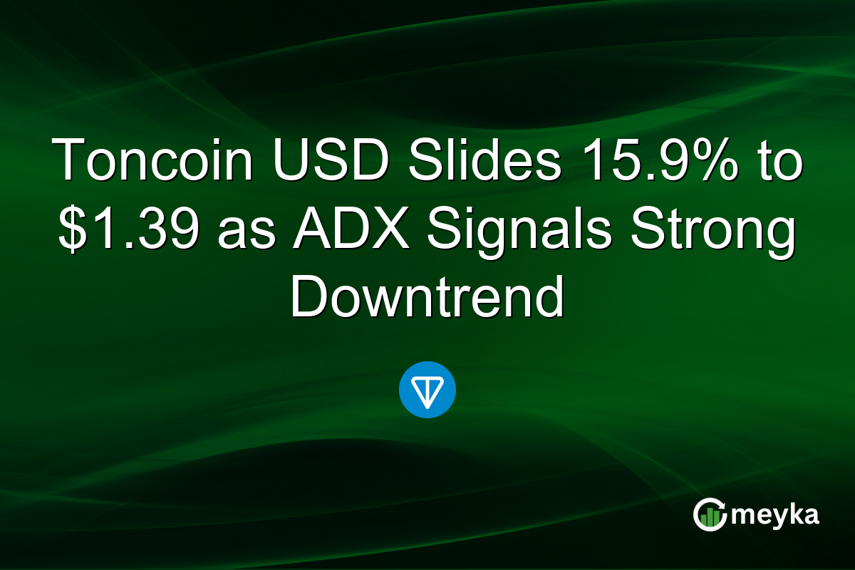 Toncoin USD Slides 15.9% to $1.39 as ADX Signals Strong Downtrend