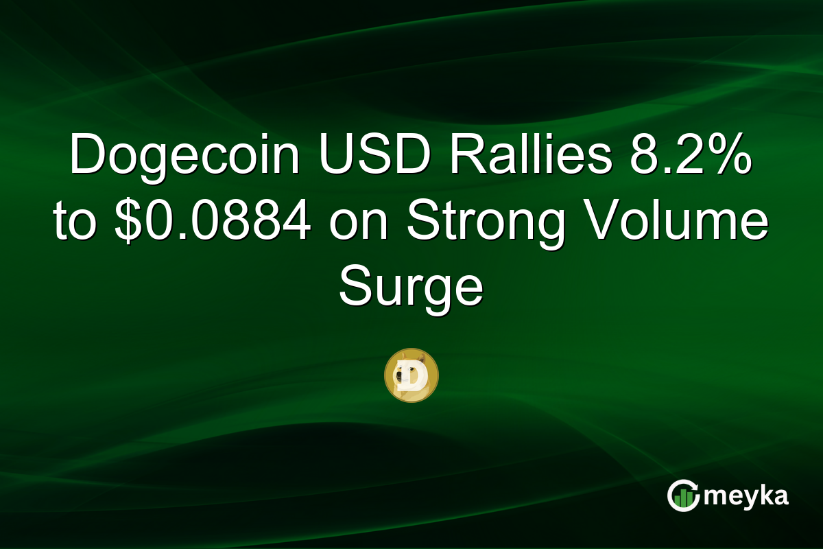 Dogecoin USD Rallies 8.2% to $0.0884 on Strong Volume Surge