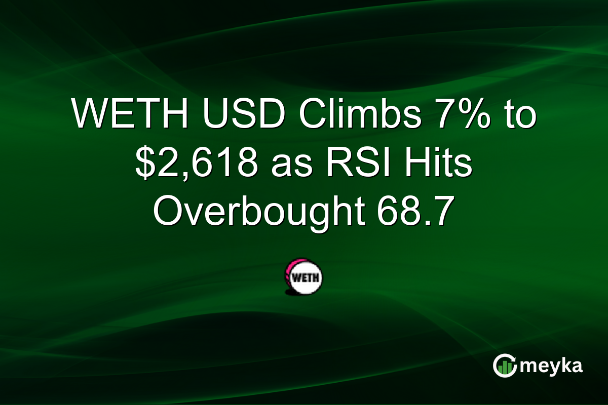 WETH USD Climbs 7% to $2,618 as RSI Hits Overbought 68.7