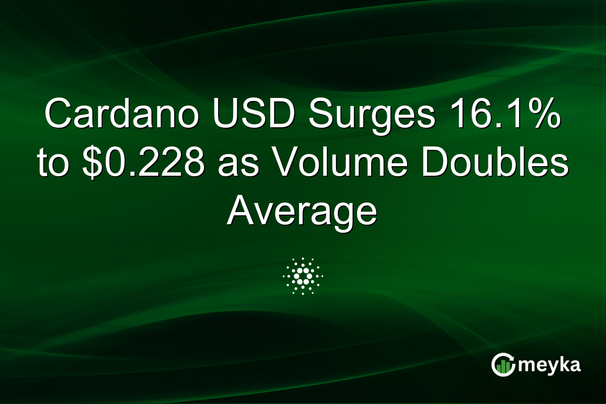 Cardano USD Surges 16.1% to $0.228 as Volume Doubles Average