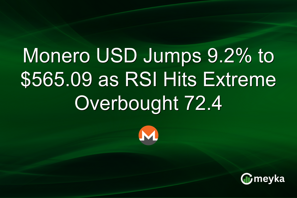 Monero USD Jumps 9.2% to $565.09 as RSI Hits Extreme Overbought 72.4