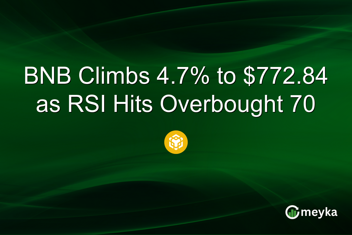 BNB Climbs 4.7% to $772.84 as RSI Hits Overbought 70