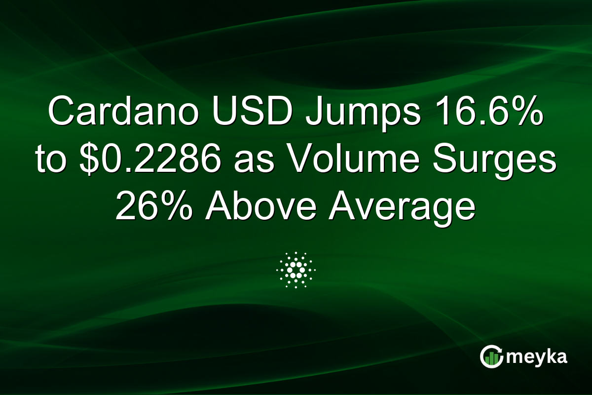Cardano USD Jumps 16.6% to $0.2286 as Volume Surges 26% Above Average