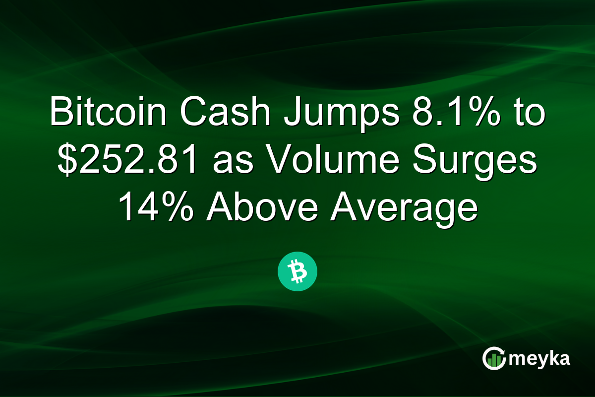 Bitcoin Cash Jumps 8.1% to $252.81 as Volume Surges 14% Above Average