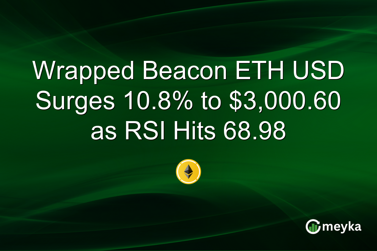 Wrapped Beacon ETH USD Surges 10.8% to $3,000.60 as RSI Hits 68.98