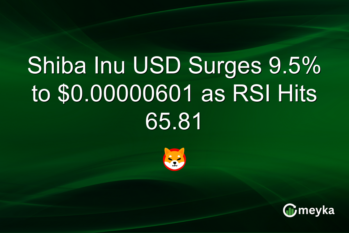 Shiba Inu USD Surges 9.5% to $0.00000601 as RSI Hits 65.81