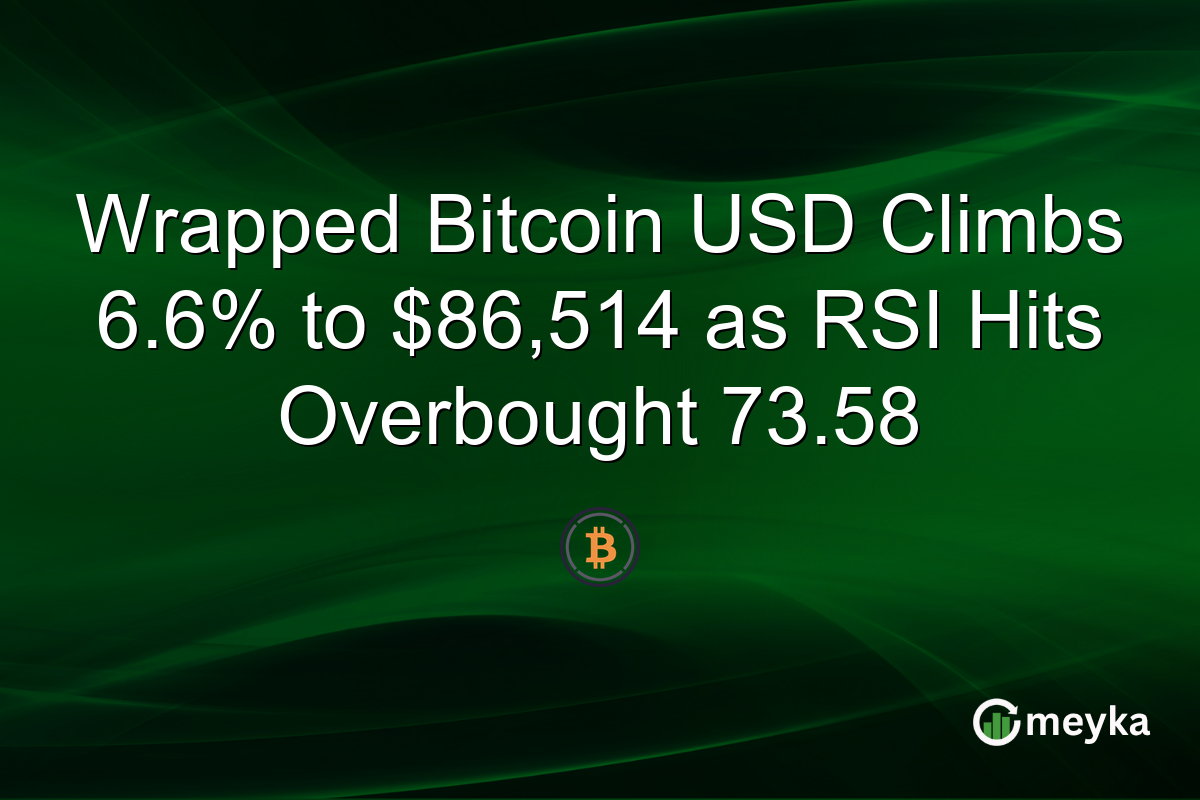 Wrapped Bitcoin USD Climbs 6.6% to $86,514 as RSI Hits Overbought 73.58