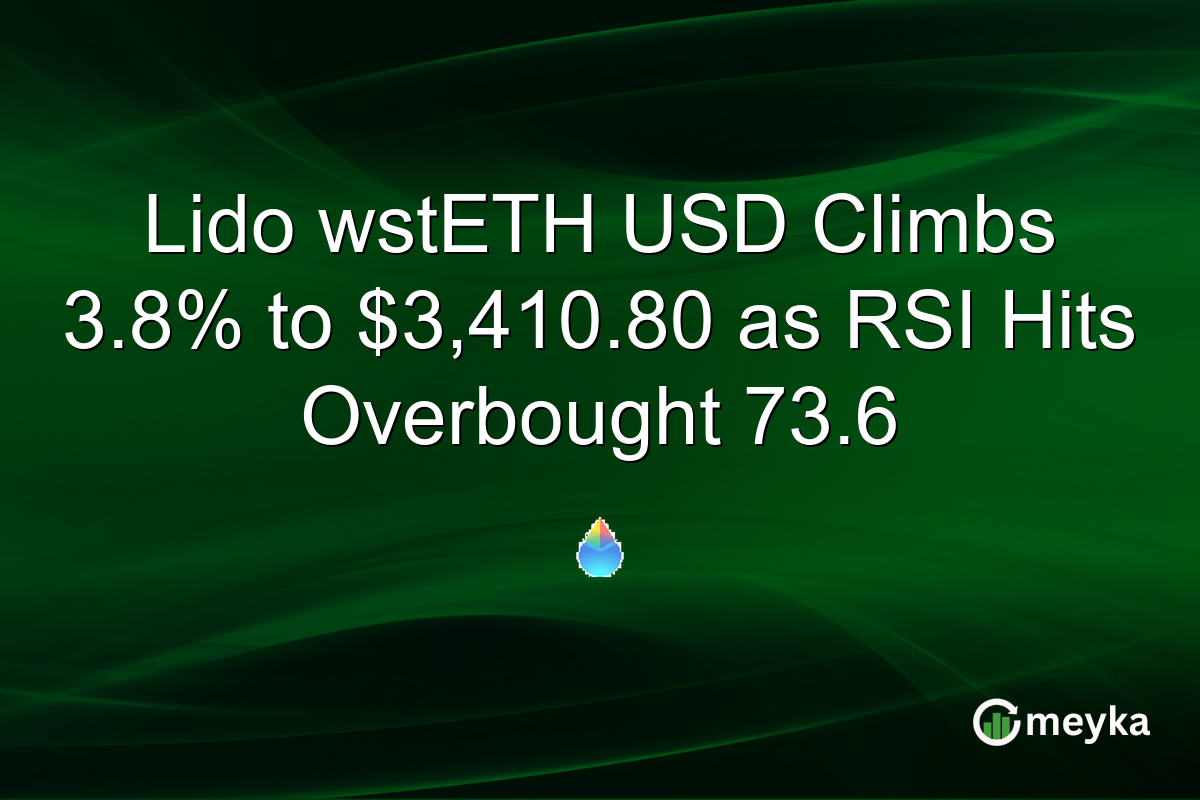 Lido wstETH USD Climbs 3.8% to $3,410.80 as RSI Hits Overbought 73.6