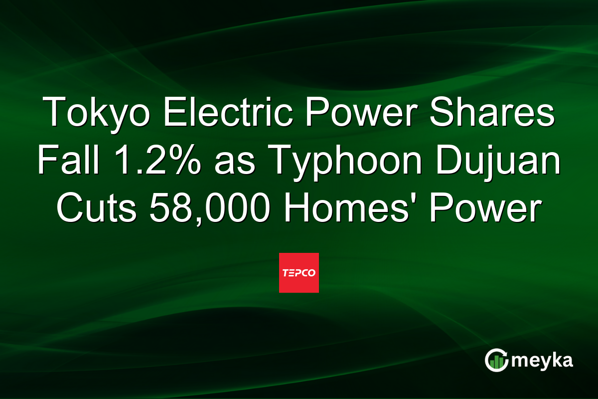 Tokyo Electric Power Shares Fall 1.2% as Typhoon Dujuan Cuts 58,000 Homes’ Power