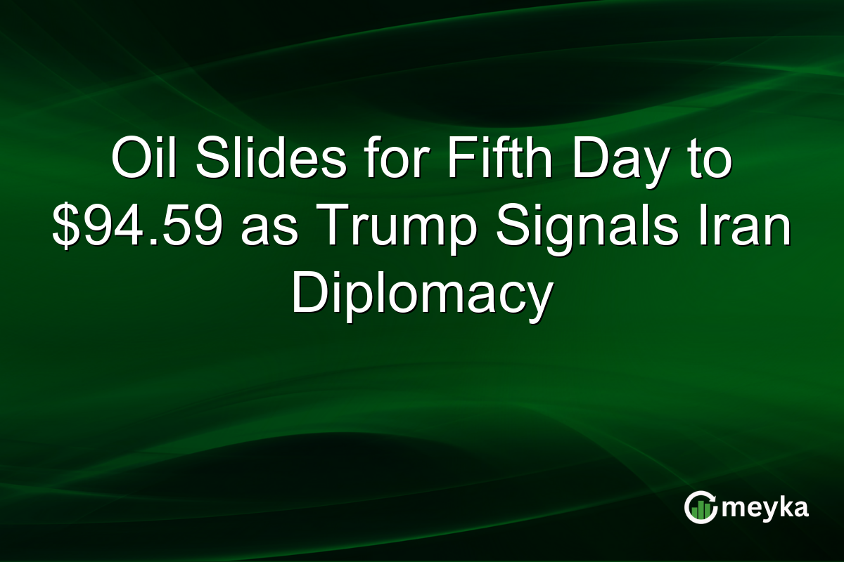 Oil Slides for Fifth Day to $94.59 as Trump Signals Iran Diplomacy