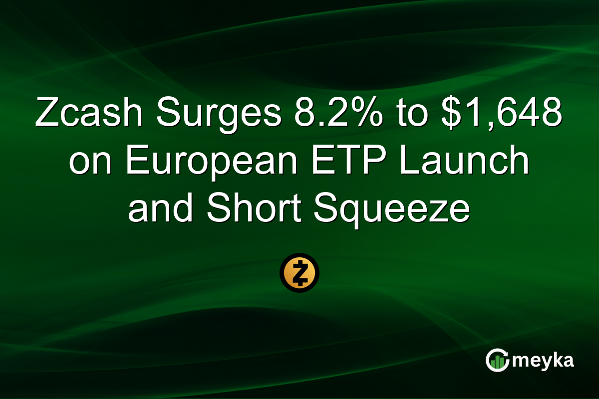 Zcash Surges 8.2% to $1,648 on European ETP Launch and Short Squeeze