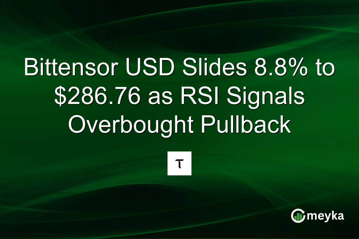 Bittensor USD Slides 8.8% to $286.76 as RSI Signals Overbought Pullback