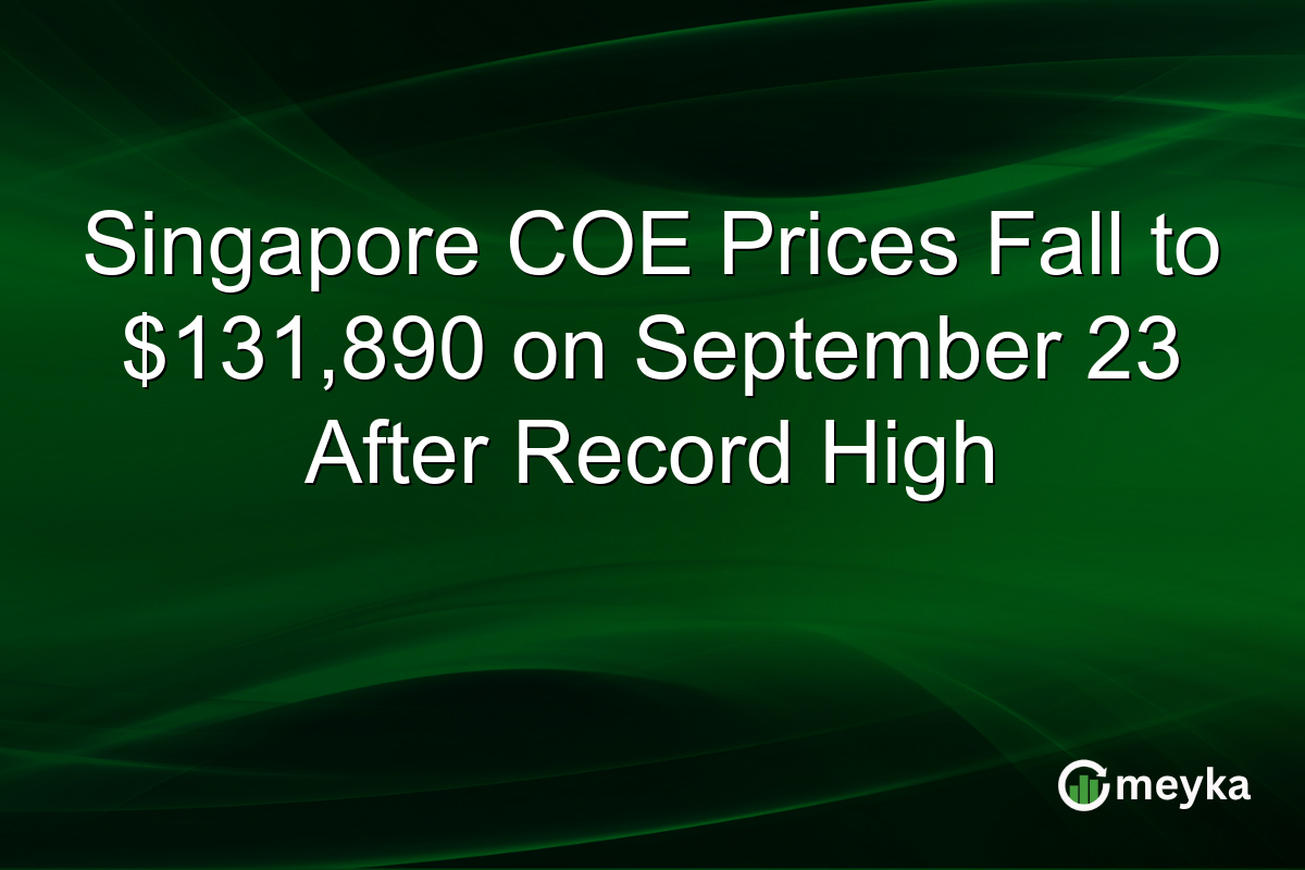 Singapore COE Prices Fall to $131,890 on September 23 After Record High