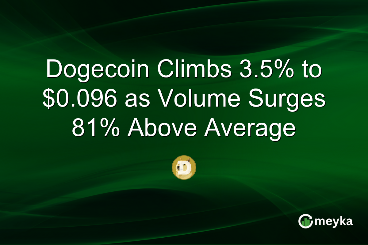 Dogecoin Climbs 3.5% to $0.096 as Volume Surges 81% Above Average