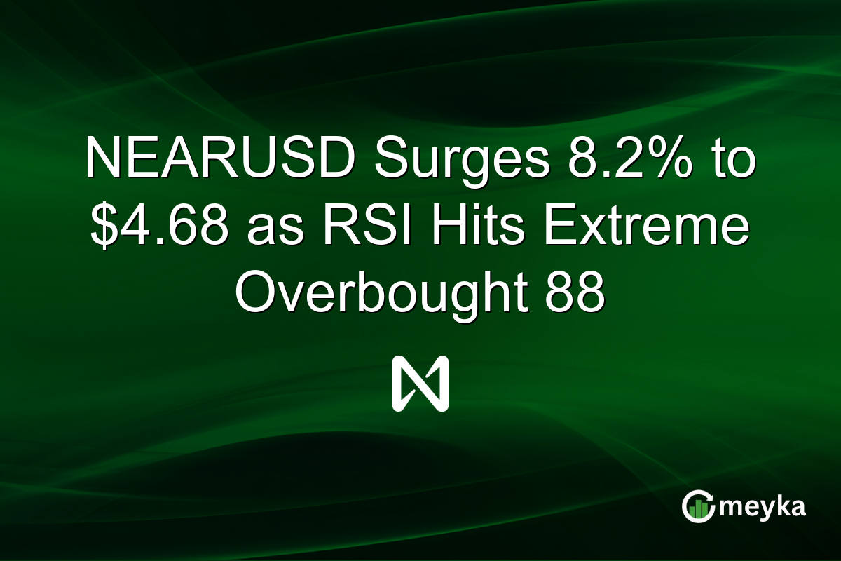 NEARUSD Surges 8.2% to $4.68 as RSI Hits Extreme Overbought 88