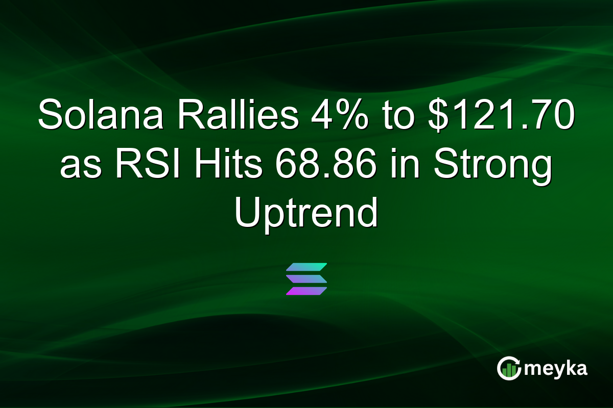 Solana Rallies 4% to $121.70 as RSI Hits 68.86 in Strong Uptrend