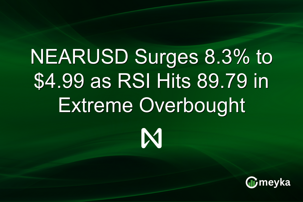 NEARUSD Surges 8.3% to $4.99 as RSI Hits 89.79 in Extreme Overbought