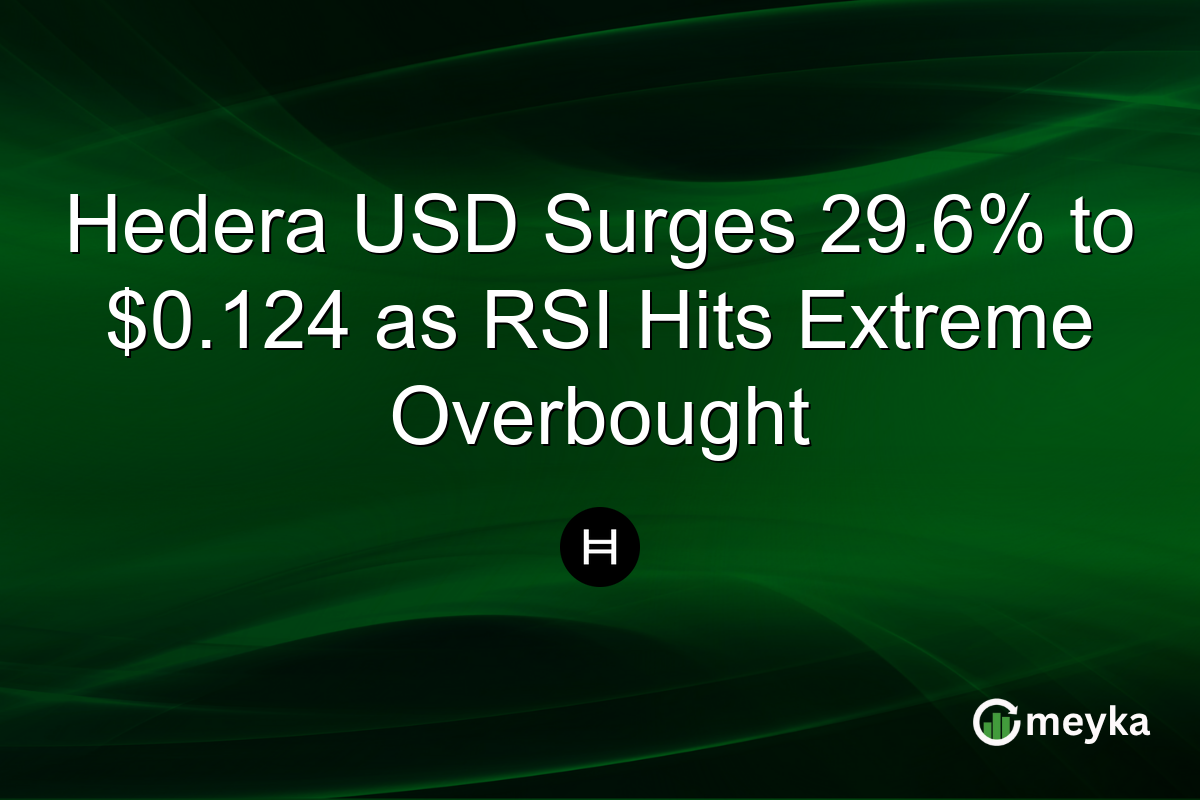 Hedera USD Surges 29.6% to $0.124 as RSI Hits Extreme Overbought