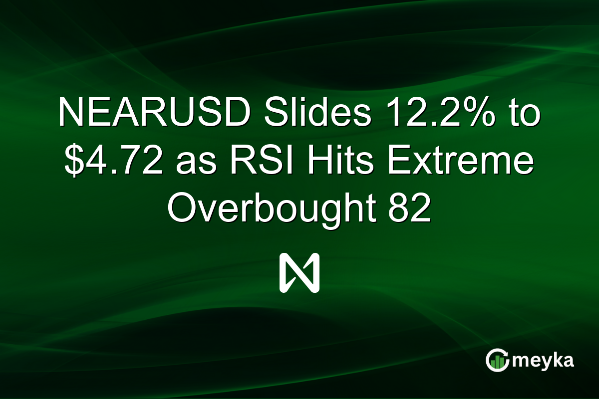 NEARUSD Slides 12.2% to $4.72 as RSI Hits Extreme Overbought 82