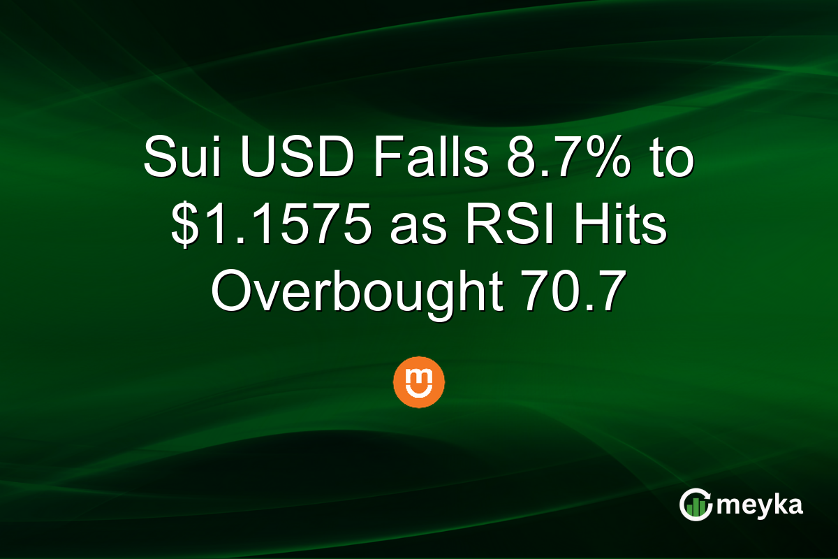 Sui USD Falls 8.7% to $1.1575 as RSI Hits Overbought 70.7