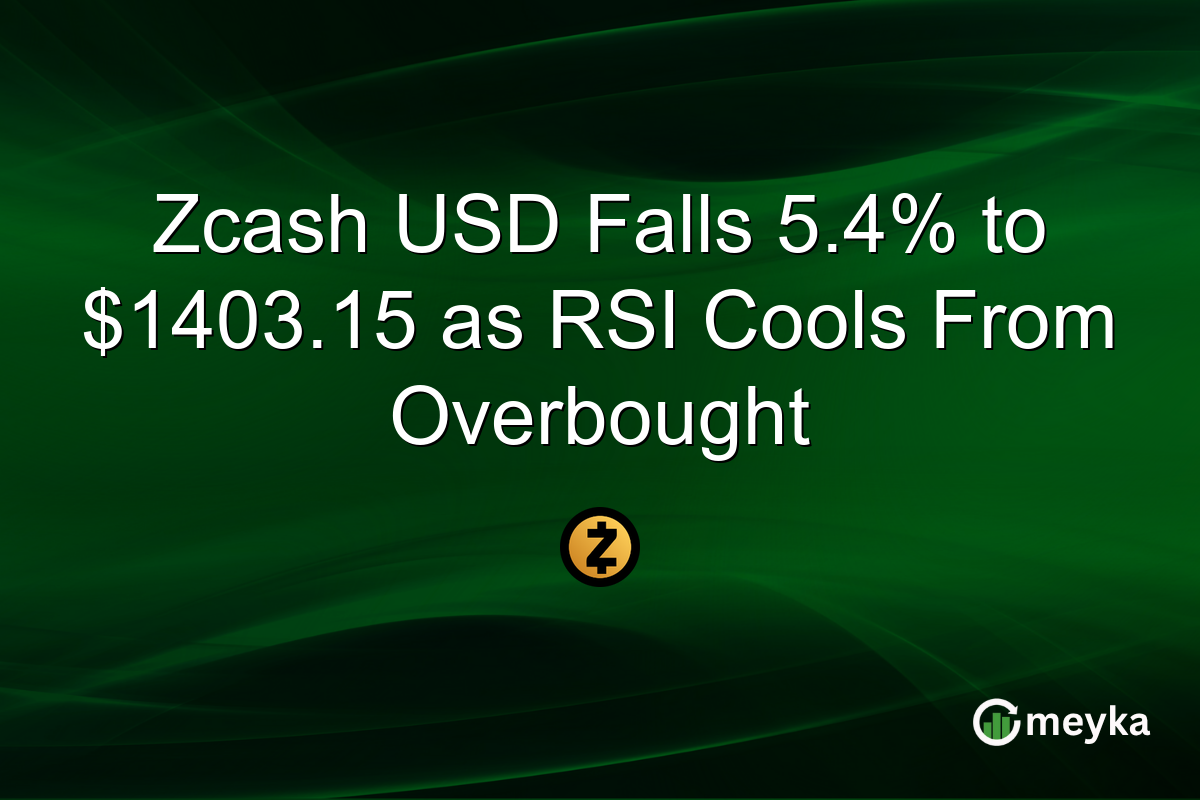 Zcash USD Falls 5.4% to $1403.15 as RSI Cools From Overbought