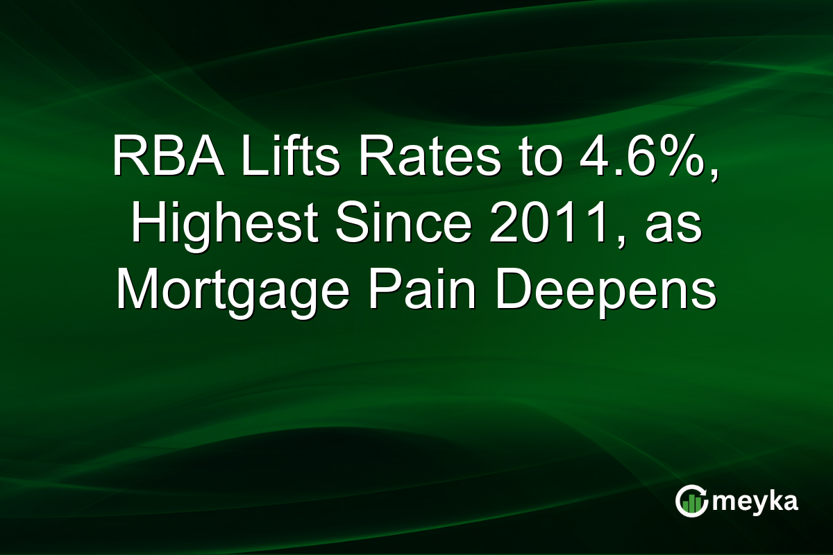 RBA Lifts Rates to 4.6%, Highest Since 2011, as Mortgage Pain Deepens